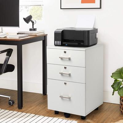 FCH 3-Drawer Rolling Wood File Cabinet with Lock