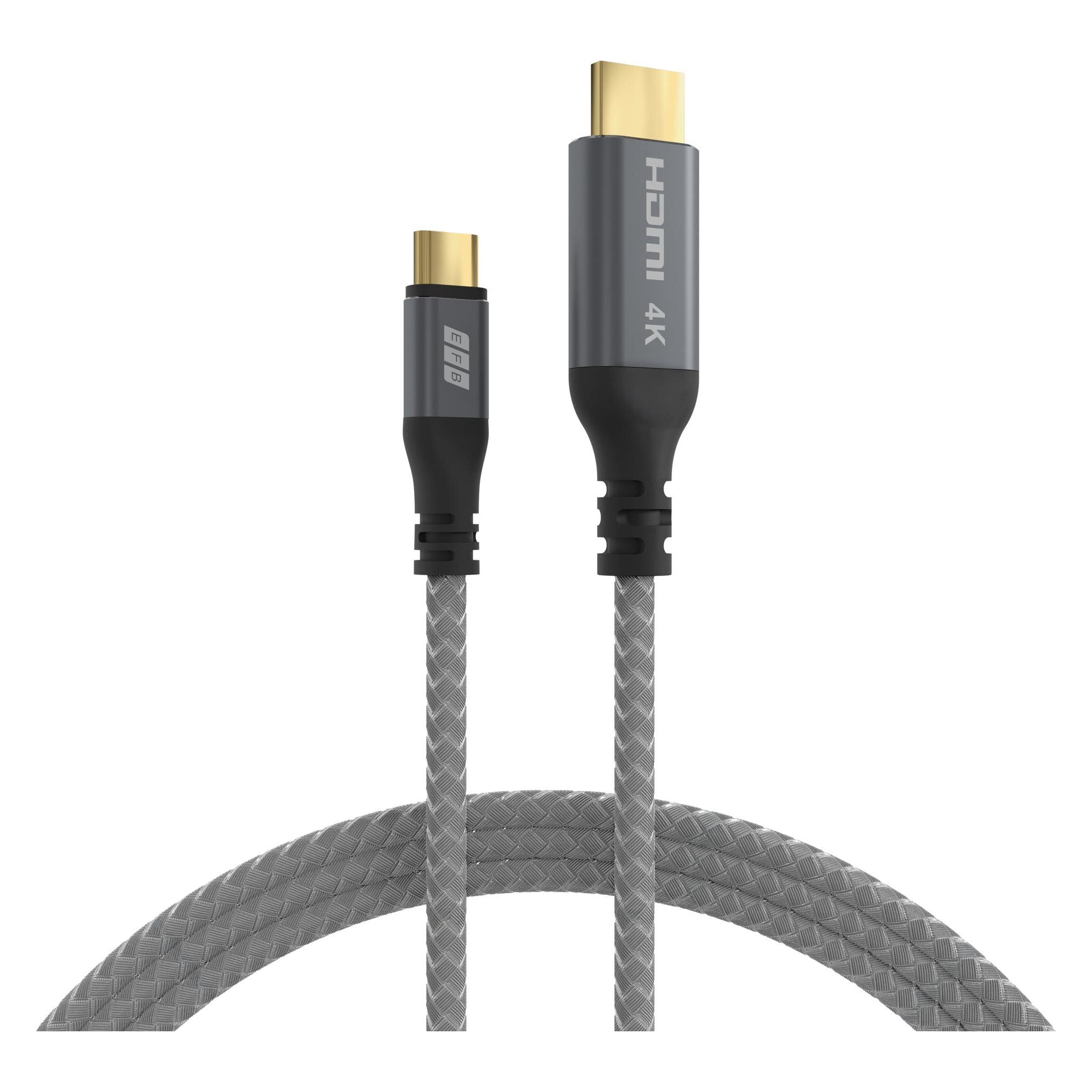 EFB Elektronik EFB USB-C to HDMI cable 4K30Hz 1.8m gray gold contacts textile jacket (1.80 m) (USB-HDMI-00001)