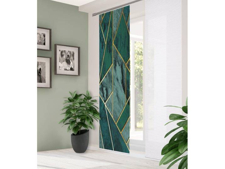 Schiebegardine HOME IN GREEN SIGNUM Gr. 1, grün, B:60cm H:245cm, Polyester, Gardinen, Schiebegardine, DIGITALBEDRUCKT, BAMBUSOPTIK RECYCELT