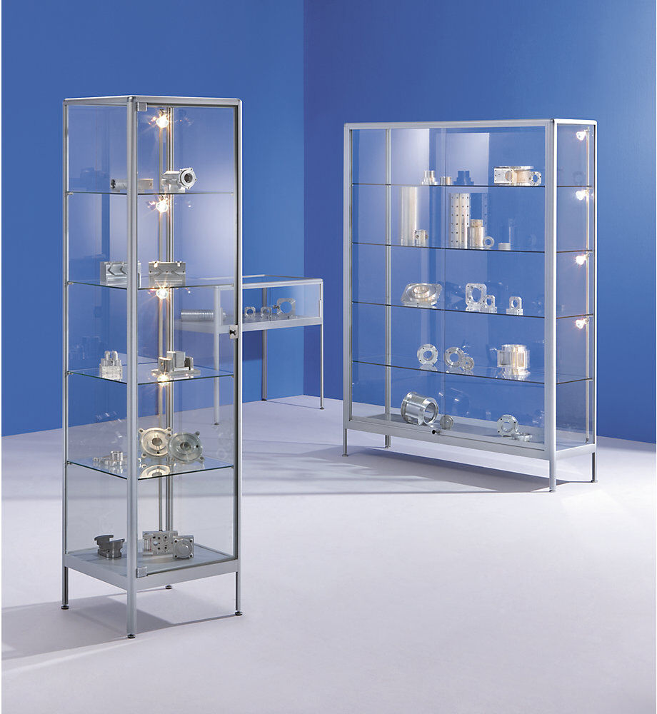 Vitrine, Ausführung Staufachvitrine, Breite 800 mm, 2 Drehflügeltüren eurokraft pro