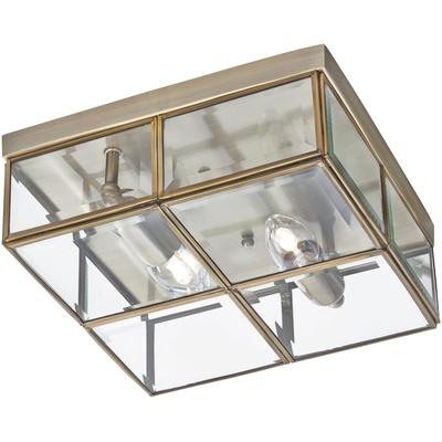 SEARCHLIGHT Deckenleuchte "Pisa 2Lt Deckenleuchte - Metall und klares abgeschrägtes Glas", antik, messingfarben, H: 10cm, 1 Stk., Leuchten, Deckenleuchte