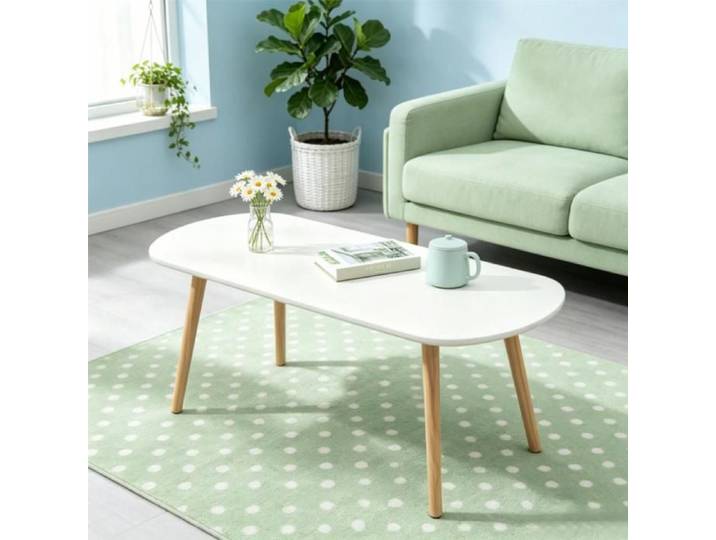 MIPAN.Table Basse Ovale -110x50x45cm - Table Basse Moderne Scandinave - Table Basse Ovale Bois - Blanc