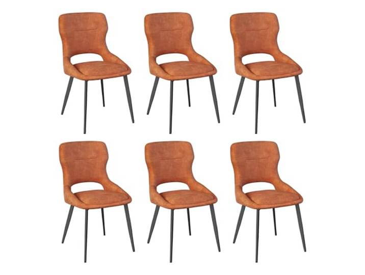 WOLTU Esszimmerstühle 6er Set gepolstert, mit Ausschnitt Rückenlehne, Samt Küchenstühle, für Esszimmer, Küche, Schlafzimmer, Orange