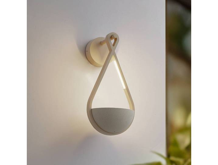Außenwandleuchte Florka Lucande, creme / amber, Beton, Modern