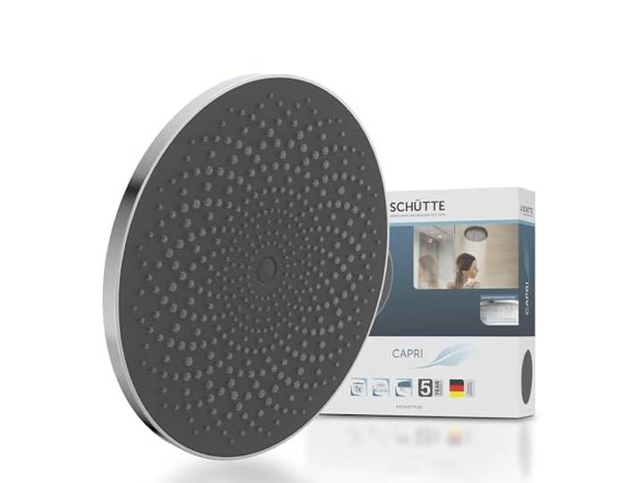 SCHÜTTE 69291 CAPRI Kopfbrause, Wellness-Duschkopf Regendusche mit Anti-Kalk-Noppen, Duschbrause Rund, großer Regenduschkopf, Chrom/Anthrazit
