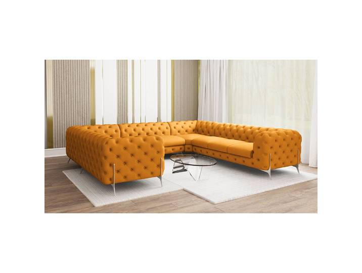 Wohnlandschaft II Gelb Microfaser Enza 346 x 73 x 323cm Ausrichtung links Glamour