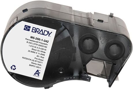 Brady M5-250-1-342 fita de tubo termorretrátil preto sobre branco 11,15 mm x 25,78 mm