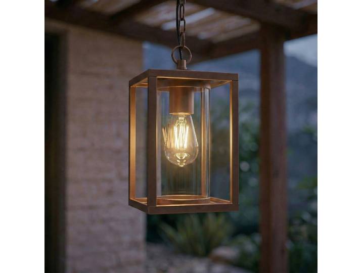 Ferda Suspension d'extérieur, E27, marron, verre IP44 - Lucande - Terrasse - Moderne - Aluminium - À ampoule unique