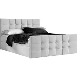 BOXBETT Ambusio 140/200 cm in Hellgrau – mit Bettkasten + TOPPER