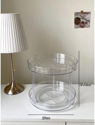 Uplifted Finds Two Layer Rotating Acrylic Cosmetic Storage Shelf For Makeup And Skincare Organization l