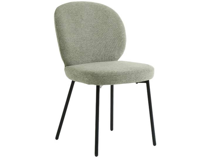Ambia Home Stuhl, Grün, Schwarz, Holz, Metall, Pappel, Sperrholz, Rundrohr, 49x86x64 cm, Bsci, Esszimmer, Stühle, Polsterstühle