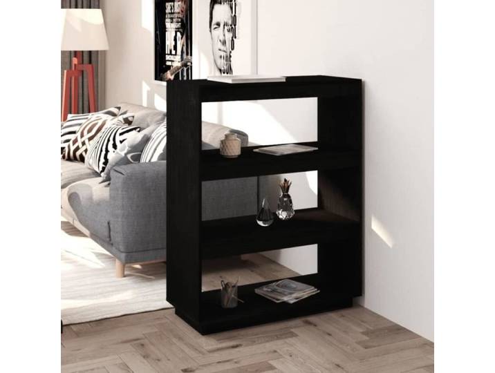 Bibliothèque/Séparateur de pièce Noir 80x35x103 cm Pin massif 810888