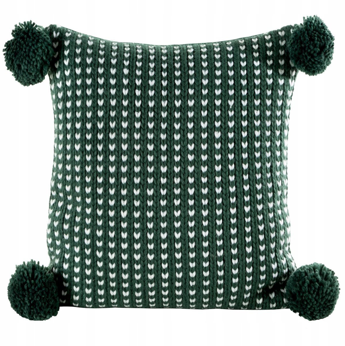 Eurofirany Kerst Sierkussenhoes Pompon Groen-Wit 45x45 cm