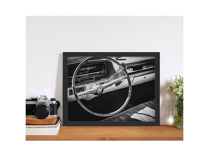 Bild Steering wheel Rahmen: Massivholz Buche, lackiert Abdeckung: Plexiglas Schwarz 43 x 33cm