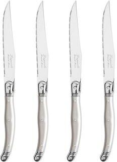 French Home Set of 4 Laguiole Steak Knives, Pewter