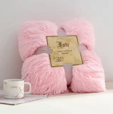 Inspire Curations Super Soft Shaggy Faux Fur Throw Blanket pink blanket 200x230cm