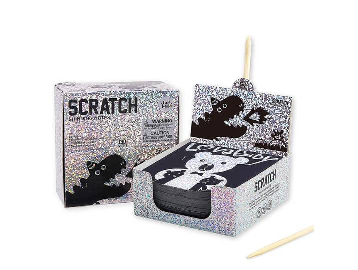 Jar Melo Scratch Art notitieblokset - zilverkleurig hologramglitter