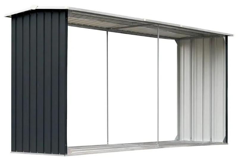 Holzunterstand Garten - Geräteschuppen aus verzinktem Stahl - 330x92x153 cm - Brennholzlager - Witterungsschutz - Farbe Schokobraun