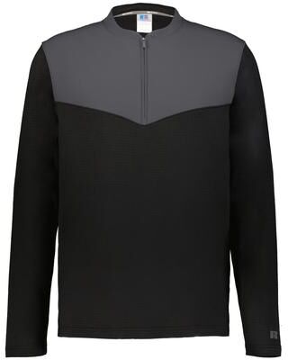 Russell Athletic R03GKM SIDELINE GRID 1/4 ZIP PULLOVER T-Shirt in Black/Stealth size 4XL   Polyester