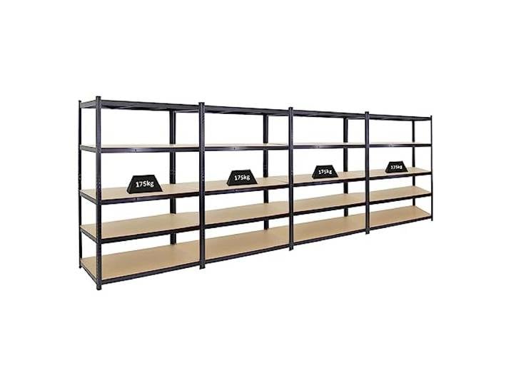 PROREGAL Mega Deal 4X Schwerlastregal Taurus Schwarz 180x120x60cm mit Fachlast 175kg Kellerregal, Steckregal, Garagenregal, Lagerregal