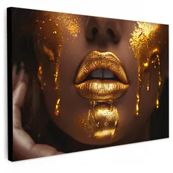 LEINWANDBILD Frau - Gold - Luxus - Porträt Wanddeko 90x60 cm