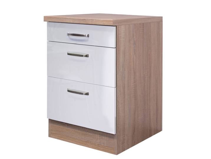 Küchen Unterschrank LUKE 60 cm Eiche/ weiß