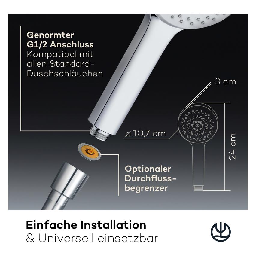Kludi X1 Duschkopf (1 Strahlart, 15 l/min) (8181005-81)