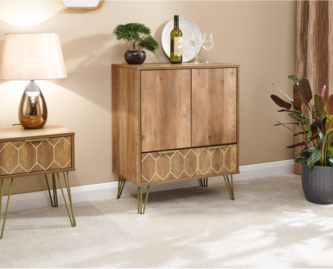 Canora Grey Twitty Wine Bar Cabinet Mango Wood 82cm H X 39cm D