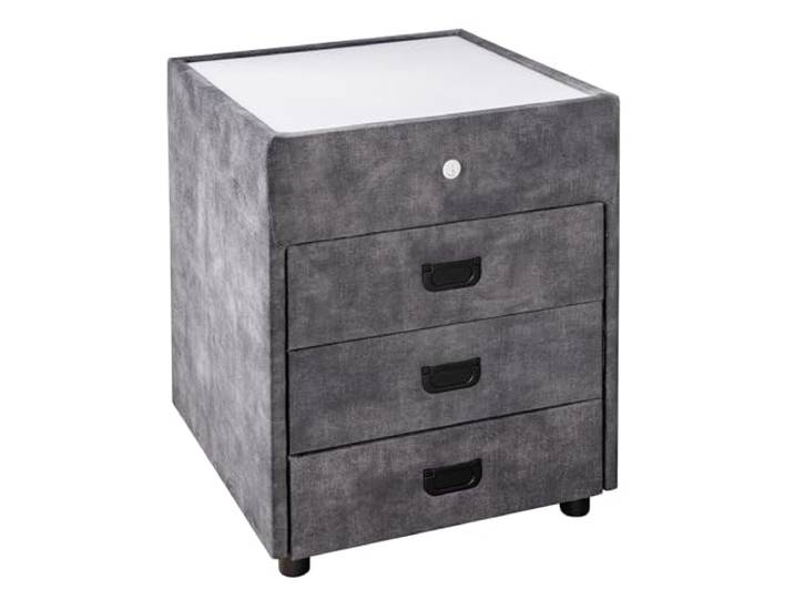 Riess Ambiente Nachttisch Paris 45cm - schwarz grau - Samt hochwertig, stabile Konstruktion, Schubladen, Metallgestell, bezogen mit weichem Samt in elegantem Grau