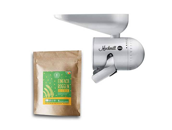 Mockmill Mahlaufsatz für KitchenAid frisches Mehl Made in Germany + 2,5 kg Bio Roggen