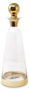 Vivience "Gold Lid Glass Decanter, 13.5""H"