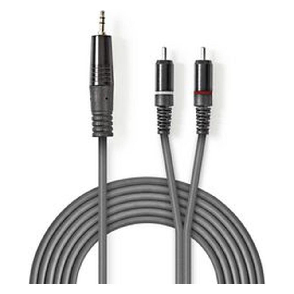 Nedis Audiokabel Stereo 3,5 mm Stecker - 2X Cinch-Stecker (1.50 m, AUX Kabel, Cinch Kabel) (COTH22200GY15)