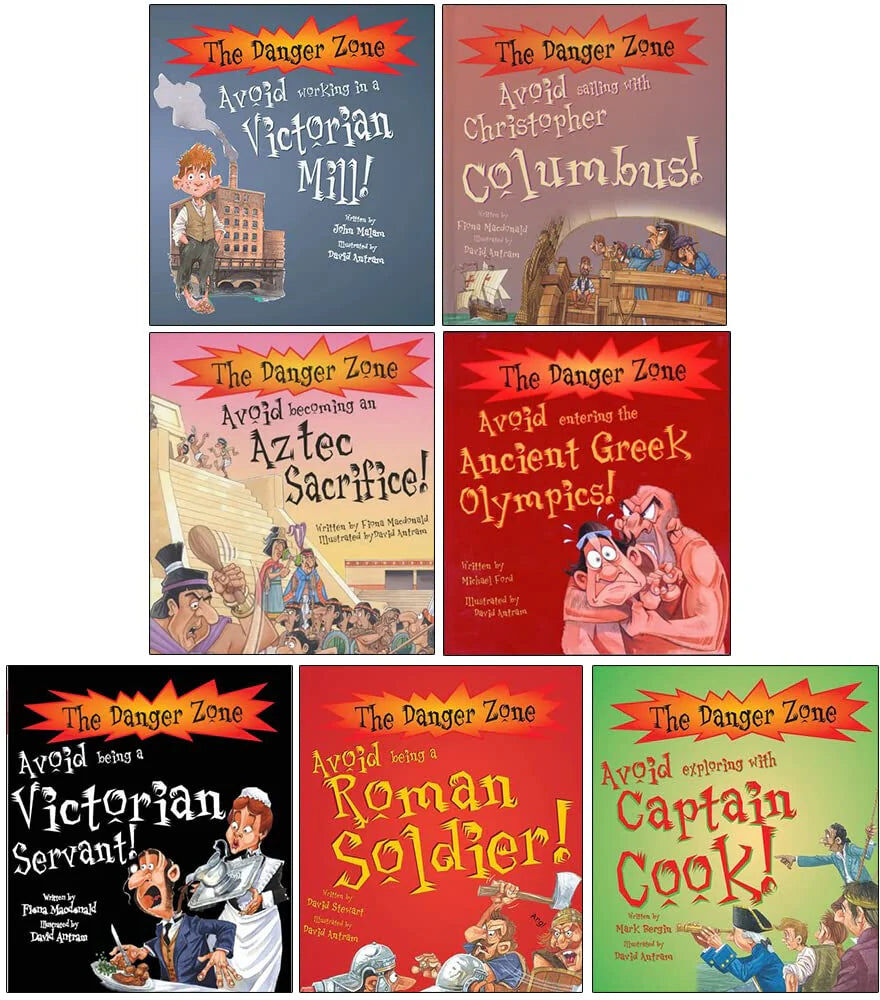 Book House The Danger Zone 7 Books Collection Set by Fiona Macdonald - Paperback History Books for Kids Ages 8-12 - Columbus, Aztecs, Captain Cook, Romans