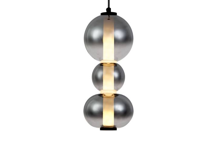 Suspension Art Déco Noire avec Verre Fumé et Transparent 3