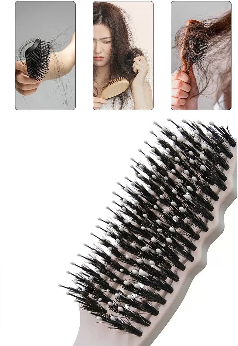 INF Massage Haarbürste mit Wildschweinborsten & Nylon – Entwirrend, Glättend, Kopfhautberuhigend