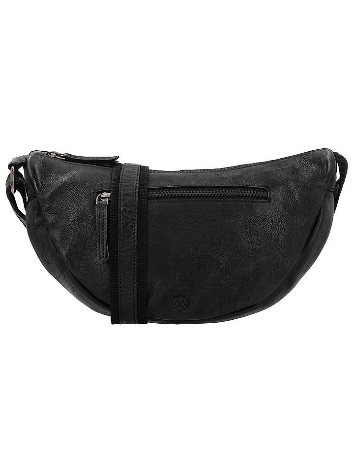 HIDE & STITCHES Leder-Brustbeutel in Schwarz - (B)32 x (H)17 x (T)10 cm - onesize