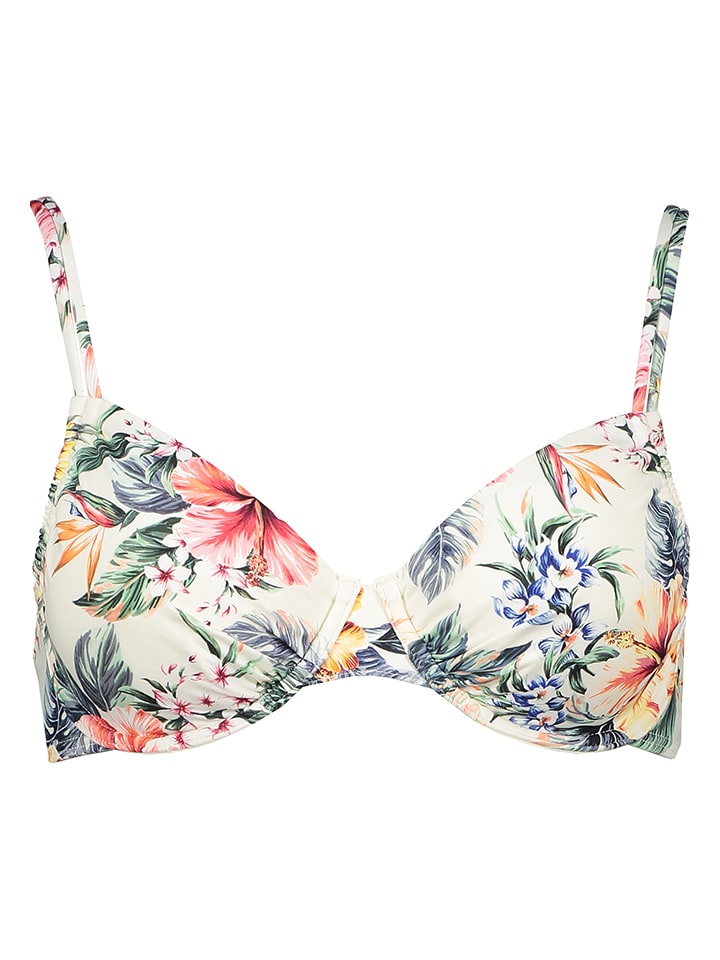 LASCANA Bikini-Oberteil in Creme/ Bunt - 42F-Cup