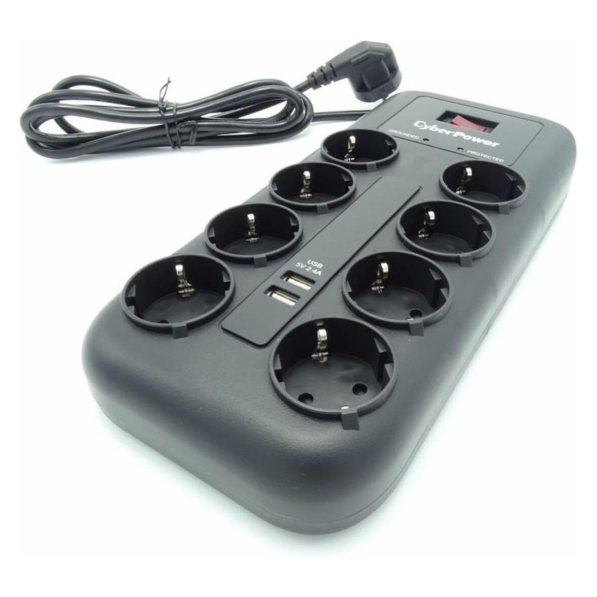 Cyberpower Prof. 8xSchuko/2xUSB Überspannungsschutz (8x, CEE 7/4, 1.80 m) (P0820SUF0-DE)