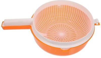 Lush Living Finds Fruit Vegetable Strainer Basket Kitchen, Double Layer Drainage Colander Bowl, Handled Pasta Strainer Vegetable Wash Bowl orange