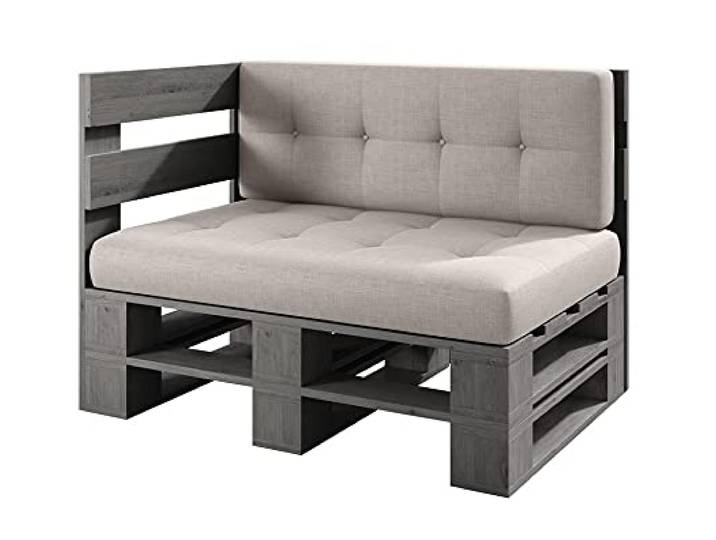 Lermowood Palettenmöbel Mp Eckbank 120 x 80 x 30 cm Grau Europaletten Indoor und Outdoor Lounge Gartenmöbel Holz Gartenmöbel Set Lounge Möbel Terrasse Balkon Loft Stil Paletten