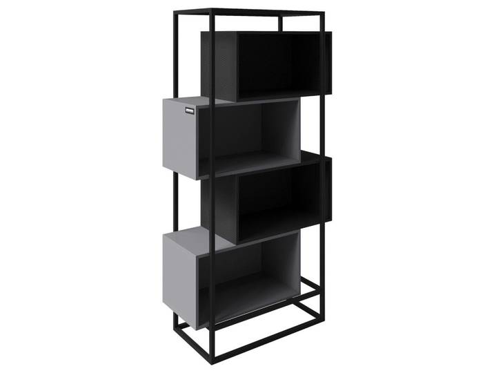 Minecraft Regal, Schwarz, Grau, Metall, Gaming, 70x164x38 cm, Wohnzimmer, Regale, Bücherregale