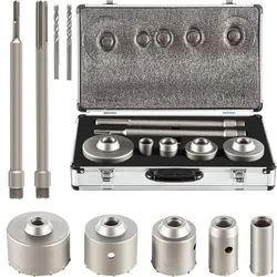 VEVOR Beton Bohrkronen Set Lochsäge 11 Stück mit SDS Max/SDS Plus & 2 Zentrierbohrer, Steckdosenbohrer Dosensenker Kronenbohrer für Mauerwerk 30-100 mm Ziegel Beton Zement Stein Wandmaterial