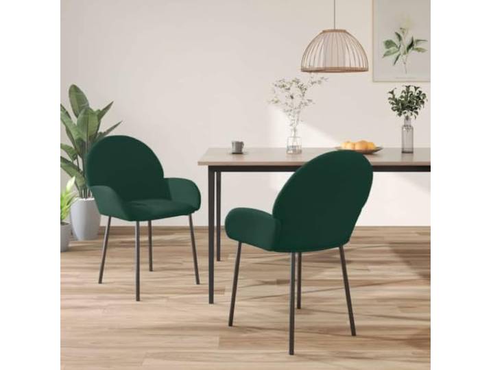 Esszimmerstühle, Dunkelgrün, Velours, mit Armlehnen, Metall, 2 Stück Gepolsterter Sitz mit Schaumstoff, ergonomische Rückenlehne, täglicher Gebrauch, modernes Interieur, Kapazität 110 kg