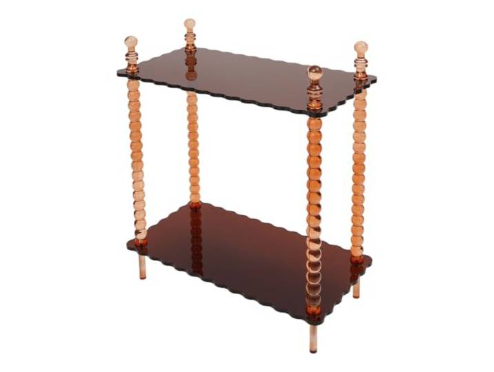 Acryl Beistelltisch 2 Ebenen Belastbar Wohnzimmer Rechteckig Modern, Braun Acryl-Beistelltisch 2 offene Ebenen je 20kg 10mm Platte 52,5x26,4x65,9cm für Wohnzimmer Büro & Flur