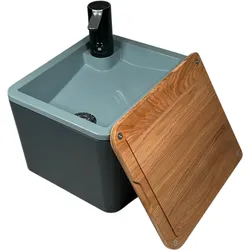 Trelino Splash Waschbecken S mobiles Waschbecken 4.5 Liter mit Holzdeckel anthrazit