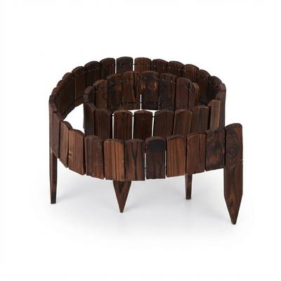 Relaxdays Beeteinfassung, 200 cm lang, flexibel, Sichthöhe: 10 cm, zum Stecken, Holz, Beetzaun, Rasenkante, dunkelbraun