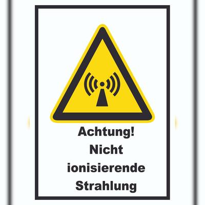 HB-Druck Achtung Nicht ionisierende Strahlung A5 Rückseite selbstklebend Schild