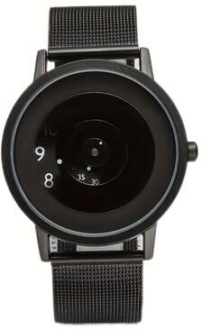 ModernMart NovaEdge Minimalist Watch With Stainless Steel Band And Futuristic Pointerless Design black