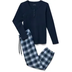 Tchibo - Flanell-Pyjama-Set - Damen - Gr. XL - dunkelblau