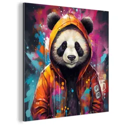 METALLBILD Panda - Jacke - Graffiti - Orange 90x90 cm